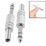 Conector jack 6,3mm, stereo, tata, argintiu, pe cablu - 121211