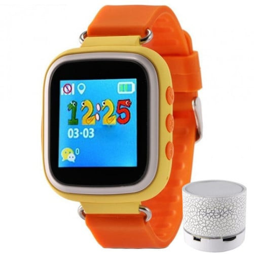 Ceas Smartwatch cu GPS Copii iUni Kid90, Telefon incorporat, Buton SOS, Bluetooth, LCD 1.44 Inch, Orange + Boxa Cadou
