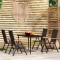 Set de servit masa pentru grădină, 5 piese, negru