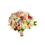 Buchet mediu personalizabil cu bujori si floarea miresei (Multicolor)