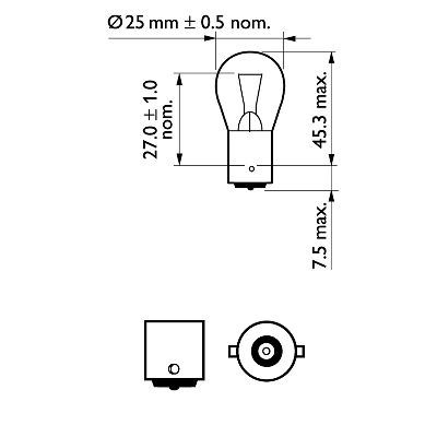 Bec Stop Frana P25 12V Set 10 Buc Vision Philips 95278 12445CP foto