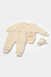 Cumpara ieftin Set bluza dublata si pantaloni Ursulet, Winter muselin, 100% bumbac - Stone, BabyCosy (Marime: 12-18 Luni)