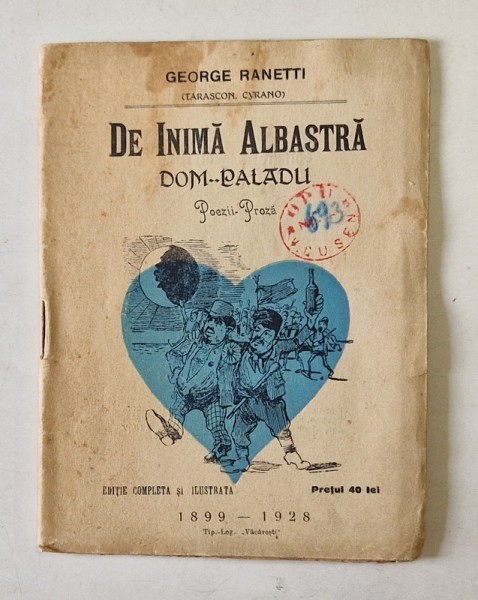 DE INIMA ALBASTRA POEZII - PROZA de GEORGE RANETTI , 1899 - 1928