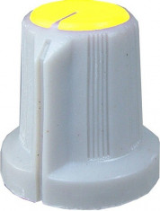 Buton pentru potentiometru, 15mm, plastic, gri-galben, 15x16mm - 127042 foto
