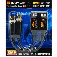 Video balun 8MP HDCVI/TVI/AHD/CVBS, conectare fara suruburi foto