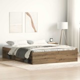 Gossi cadru pat fara saltea stejar artisan 150x200cm lemn prelucrat