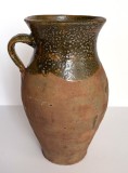 Ulcea ceramica traditionala romaneasca de 2 litri, vas de lut ars cu vechime de 70 ani, inaltime 24 cm