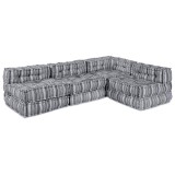 VidaXL Canapea Pouffe Modulară pentru 4 Persoane, care se transformă &icirc;ntr-un pat, din material gri deschis.