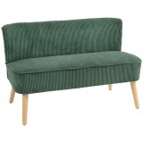 HOMCOM Canapea de 2 locuri tapițată, lemn, material textil cu aspect de catifea, spumă, 117 x 56,5 x 77 cm, Verde | Aosom Romania