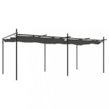 Pergola cu acoperis retractabil, antracit, 589x292x230 cm