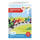 Set constructie PolyM - Tren colorat de jucarie (63 piese), Hape