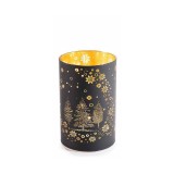 Candela Craciun sticla neagra aurie cu led &Oslash; 9 x 14,5 H