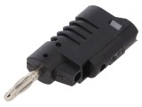 Mufă Banană 4mm 36A Neagră Neizolată