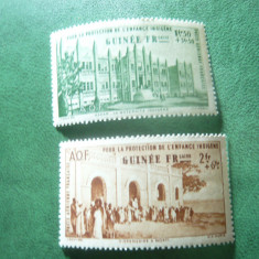 2 Timbre Guineea Franceza 1942 - Protectia Copiilor , val. 1 si 2 fr