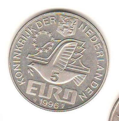 SV * Olanda 5 EURO / GULDEN 1996 * WILLEM BARENTZA * AUNC+ foto