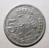 5 LEI 1947 . MATRITA LOVITA . AVERS/REVERS ., Aluminiu