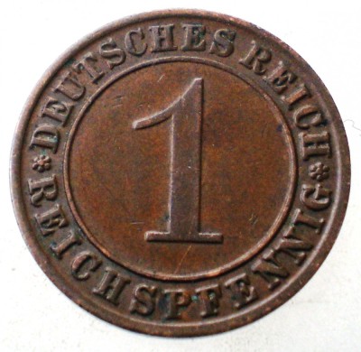 1.250 GERMANIA WEIMAR 1 REICHSPFENNIG 1927 G foto