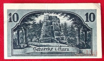 Germania notgeld 10 pfennig 1921 Schierke Oberharz ** foto