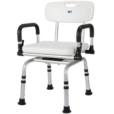 Scaun de baie/dus rotativ, Linomag&reg;, Reglabil pe inaltime, Ventuze de prindere, Spatar, Sezut moale, Manere rabatabile, Rotatie 360&deg;, din Aluminiu, Pe