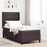 VidaXL Pat cu arcuri , saltea și LED, Maro &icirc;nchis 100 x 200 cm, Material textil.