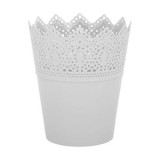 Ghiveci Plastic Alb cu Model Dantel Elegant, CMCLASS