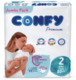 Scutece pentru copii Jumbo Premium Mini Nr.2 pentru 3 &ndash; 6Kg, 80 bucati, Confy