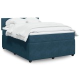 Cumpara ieftin Pat box spring cu saltea, albastru, 140x200 cm, catifea