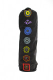 Geanta pentru Saltea Yoga Asteya Asteya din panza de bumbac 100% neagra cu broderie 7 Chakras 75x19cm