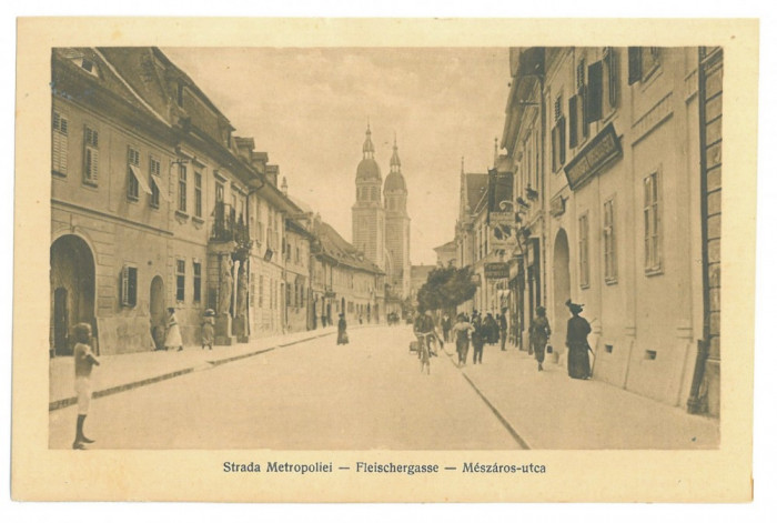 4710 - SIBIU, street, bike, Romania - old postcard - unused