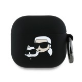 Husa pentru Apple AirPods 4 - Karl Lagerfeld Silicone Karl&amp;Chaupette Head 3D (KLA4RUNKCHK) - Black