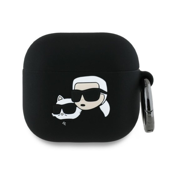 Husa pentru Apple AirPods 4 - Karl Lagerfeld Silicone Karl&amp;Chaupette Head 3D (KLA4RUNKCHK) - Black