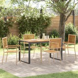 Set de dining pentru gradina Gossi 5 piese bej din poli ratan acacia, scaune stivuite pentru gradina Gossi cu perne - set de 2 in bej din poli ratan