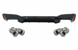 Difuzor Bara Spate Negru Lucios cu Tobe Ornamente Crom BMW Seria 5 G30 G31 (2017-2020) M5 Design Performance AutoTuning