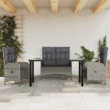 Gossi set mobilier de gradina cu perne, 4 piese, gri, poliratan