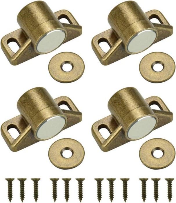 Set 4 magneti pentru usa dulap, Inox/Aliaj zinc, Auriu