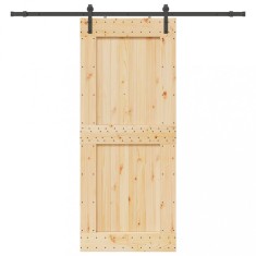 vidaXL Ușă glisantă cu set de feronerie 95x210 cm, lemn masiv de pin 3332710