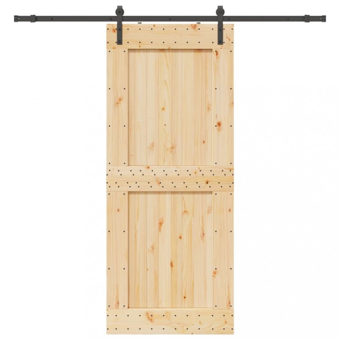 vidaXL Ușă glisantă cu set de feronerie 95x210 cm, lemn masiv de pin 3332710