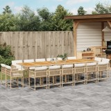 Set mobilier de grădină cu perne, 17 piese, bej, poliratan