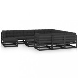 vidaXL Set mobilier grădină cu perne, 12 piese, lemn masiv de pin 3077093