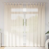 Perdele Voile Crem vidaXL 140x225cm, Set 2 Bucăți, Semitransparente, Poliester, Cu Tablă