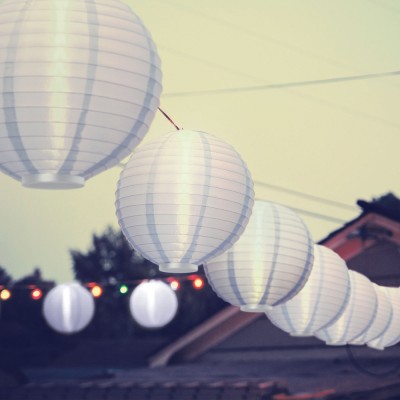 Lampa Solara LED tip Lampion Rotund, Diametru 20cm, Alb, Lumina Alb Rece foto