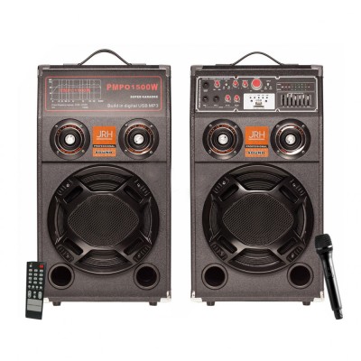 Set 2 Boxe Profesionale Active Smart Bass 284, 600W, Functie Bluetooth, SD Card, USB, Jocuri de lumini, Amplif foto