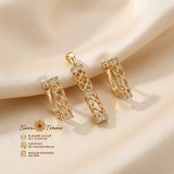 Set Dantela cu Diamante , cercei E i pandantiv cu zirconia, placate cu aur 14K
