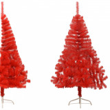 Jumătate brad de Crăciun artificial suport, roșu 180 cm PVC