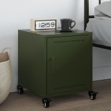 Noptiera Gossi Verde Olive Otel 36x39x43.5 cm, Design Modern, Spatiu Depozitare, Roti