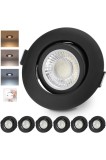 Reflector LED &icirc;ngropat cloksh, 230V, dimabil, negru, 6W, IP44, rotativ, set de 6