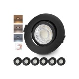Reflector LED &icirc;ngropat cloksh, 230V, dimabil, negru, 6W, IP44, rotativ, set de 6