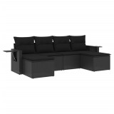 Cumpara ieftin Set mobilier de gradina cu perne, 6 piese, negru, poliratan