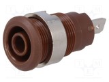 Conector banană 4mm soclu 24A 1kV &Oslash;12,2mm maro nichelat ST&Auml;UBLI