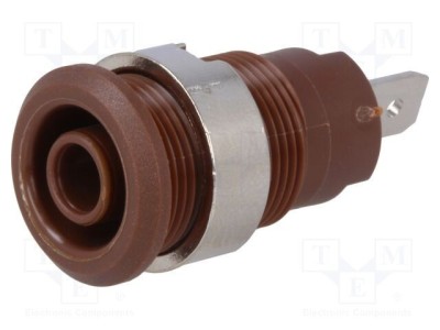 Conector banană 4mm soclu 24A 1kV &amp;Oslash;12,2mm maro nichelat ST&amp;Auml;UBLI foto